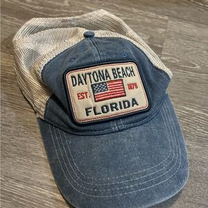 Vintage Daytona Beach Florida denim Blue snap back mesh Cap beach summer 90s